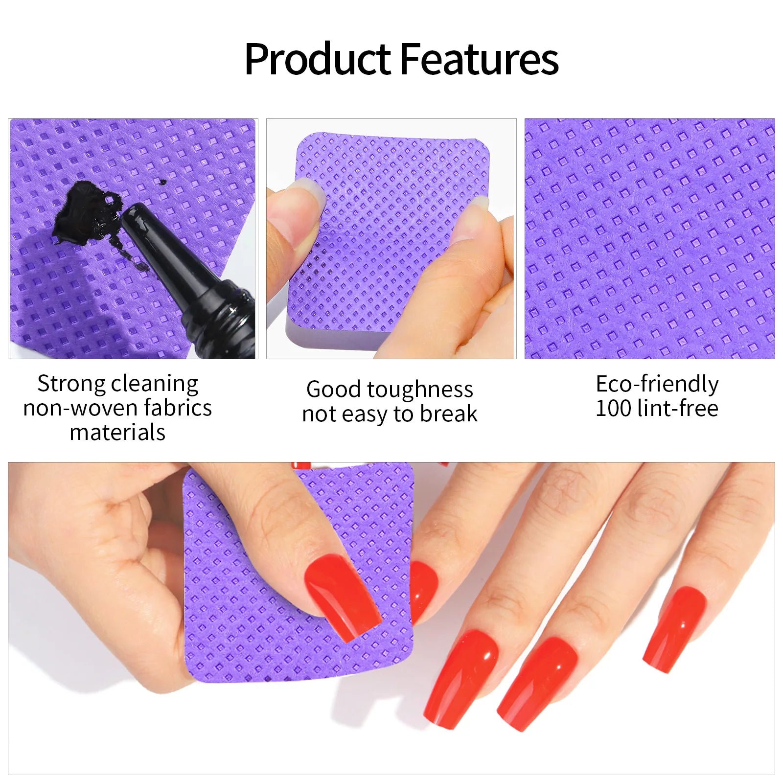 Lint-Free Nail Polish Remover Wipes Paper Pad