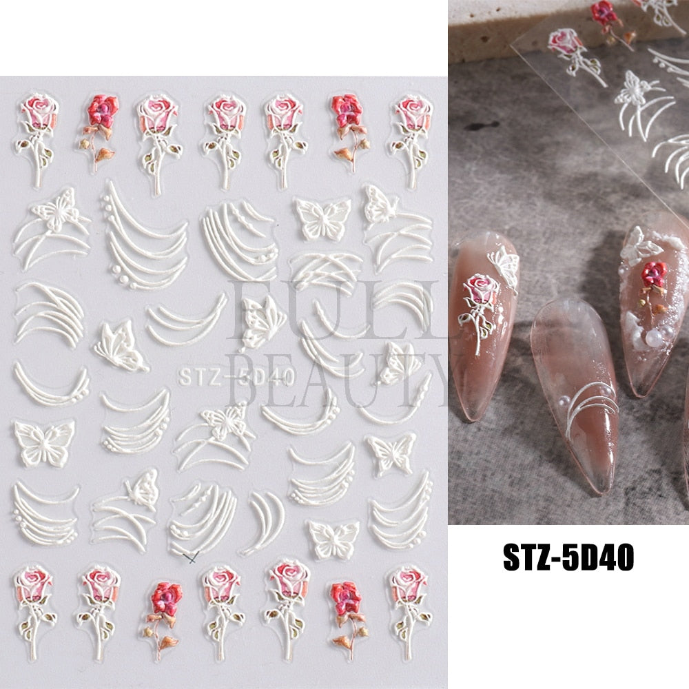 5D Nail Stickers Flowers