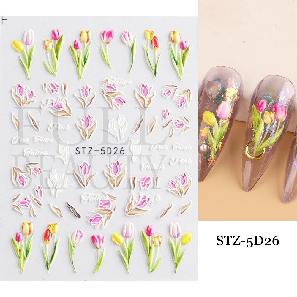 5D Nail Stickers Flowers